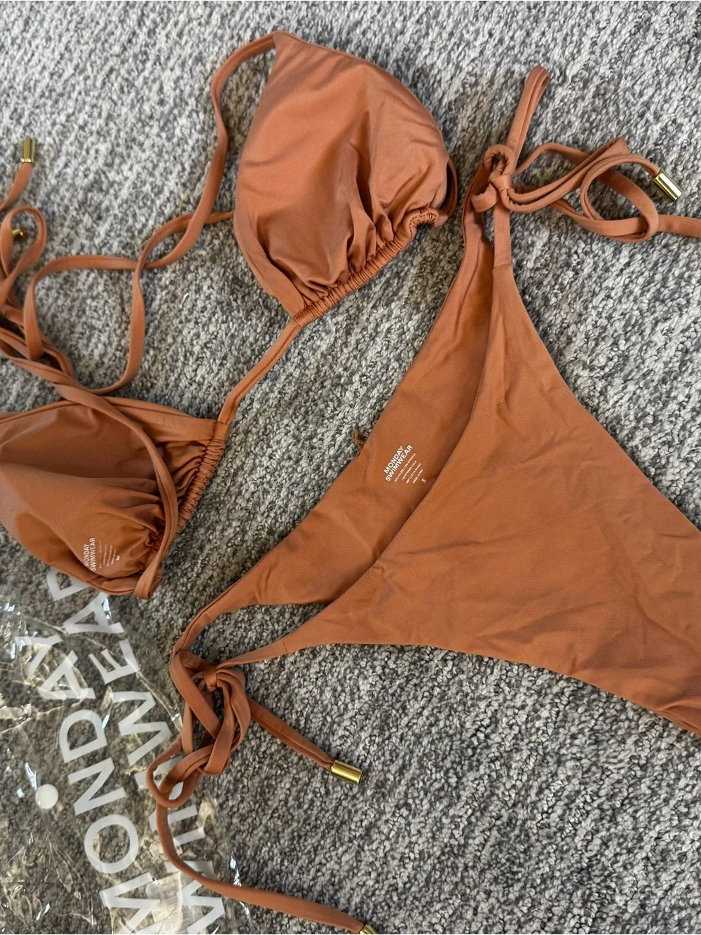 Monday Swimwear Rust Brown String Bikini